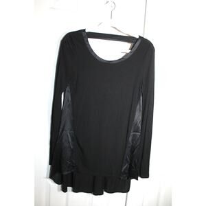 Heather by Bordeaux Black LS Silk Panel Swing Tunic  sz P NEW